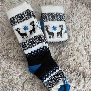 Set of 2 Reindeer Patterned Socks - small/meduium